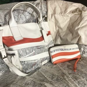Fossil Purse and Wallet White and Orange